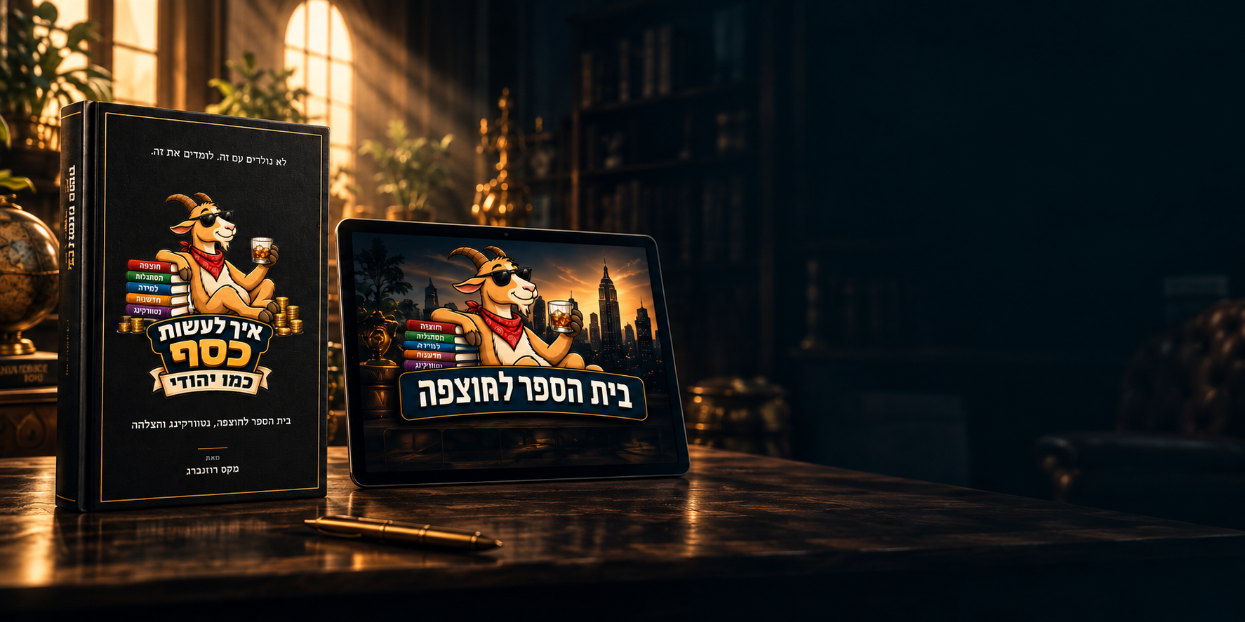 הספר איך לעשות כסף כמו יהודי לצד בית הספר לחוצפה, באור חם בספרייה